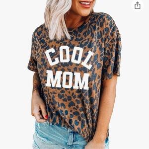 COOL MOM Leopard Print Graphic Tee Medium